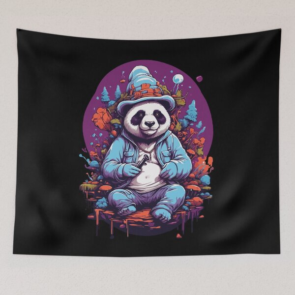 Item preview, Panda Bear Psychedelic Art Music Forest Mushrooms designed and sold by LuminOrb.
