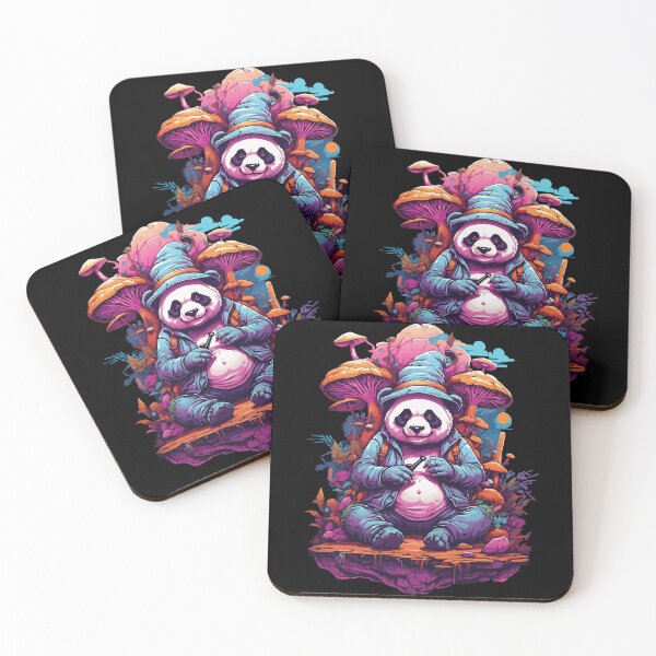 Item preview, Panda Bear Psychedelic Art Music Festival Forest Mushrooms designed and sold by LuminOrb.