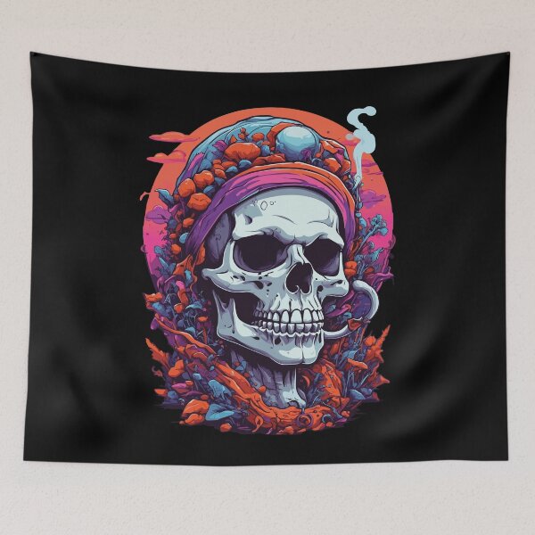 Item preview, Psychedelic Skull Forest Mushrooms Goa Trance Art designed and sold by LuminOrb.