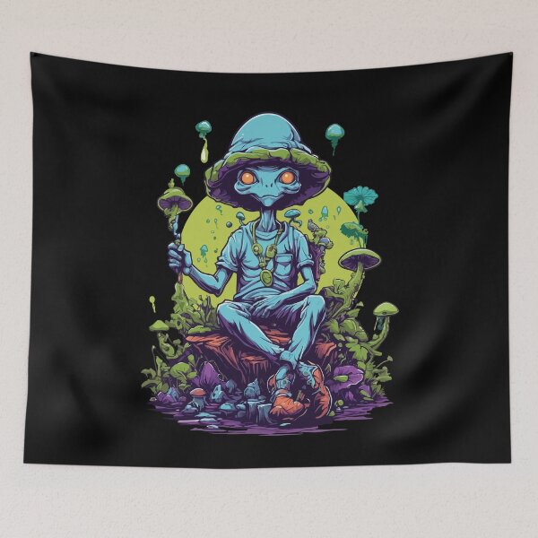 Item preview, Vibrant Colors Psychedelic Art Forest Mushrooms designed and sold by LuminOrb.