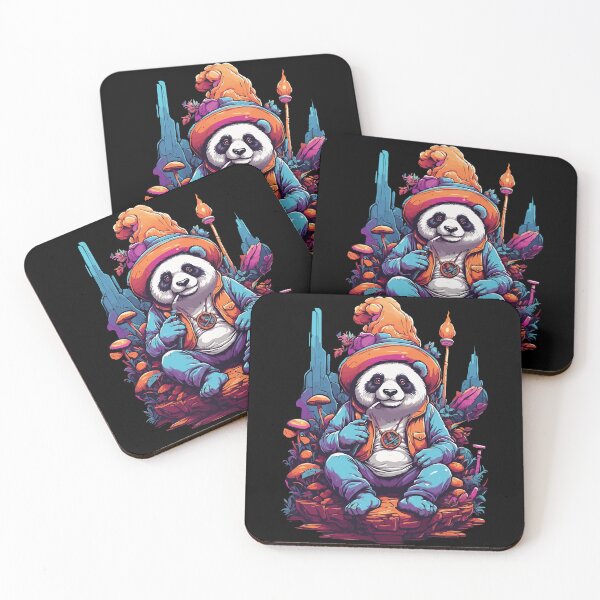 Item preview, Panda Bear Psychedelic Art Music Festival Forest Mushrooms designed and sold by LuminOrb.