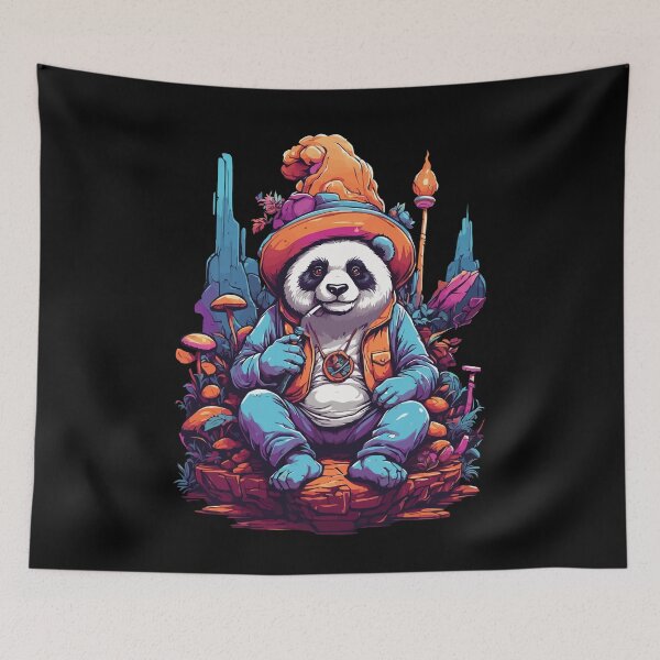 Item preview, Panda Bear Psychedelic Art Music Festival Forest Mushrooms designed and sold by LuminOrb.