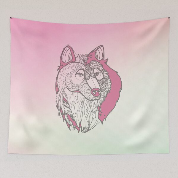 Item preview, Pink wolf on watercolor background designed and sold by Shauna Kenworthy.