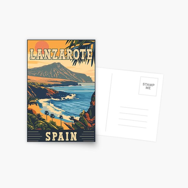 Item preview, Lanzarote In Spain Vintage Canary Islands Travel Art designed and sold by turtlestart.