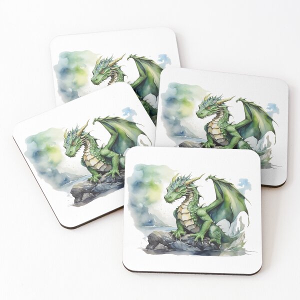 Item preview, a green dragon on a stone designed and sold by Rose Design & Photos.