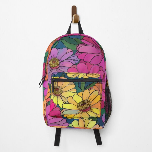 Item preview, Bright happy colourful zinnias pattern designed and sold by PrettyPinkSkies.