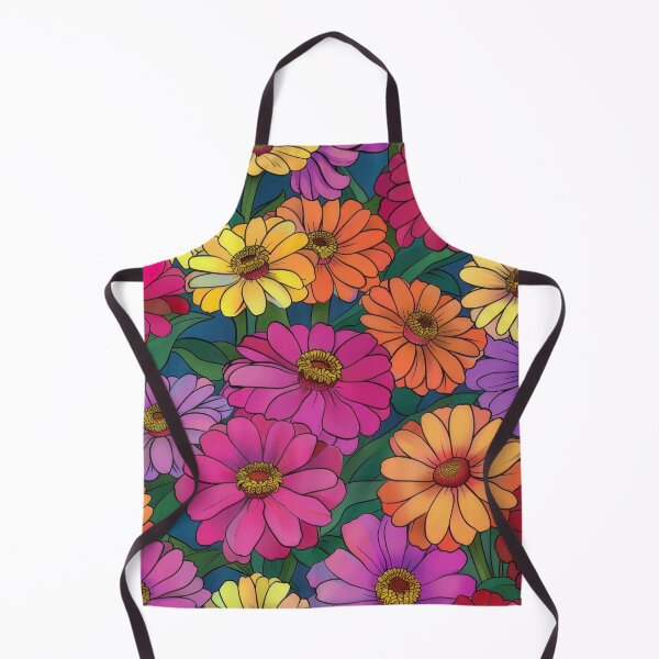 Item preview, Bright happy colourful zinnias pattern designed and sold by PrettyPinkSkies.