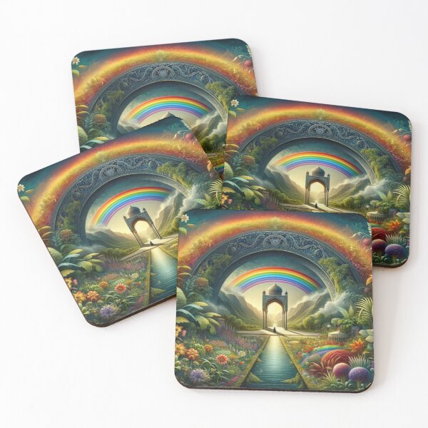 Item preview, Arco iris con arco arquitectónico, flores y arroyo. designed and sold by Emoji Emblems.