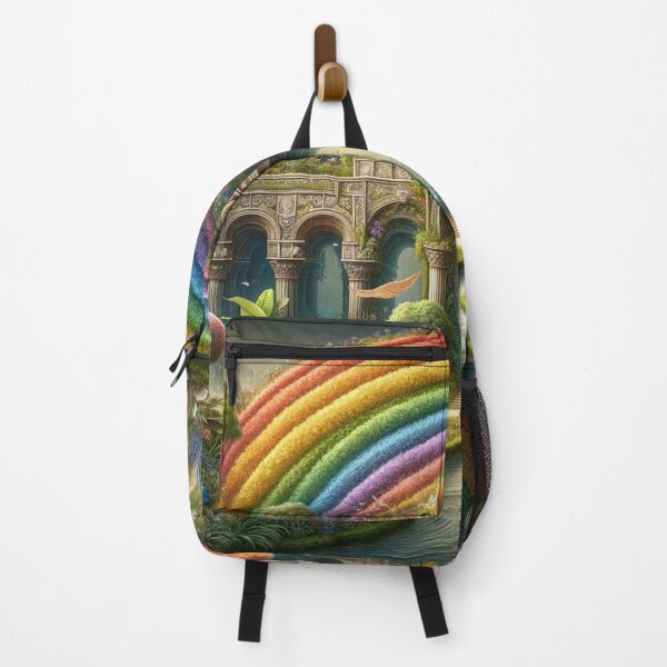 Item preview, Fuzzy Rainbow Classic Beautiful Architecture With Trees, River and Flowers designed and sold by Emoji Emblems.