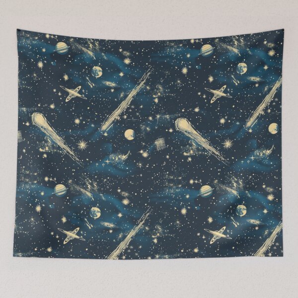 Item preview, Vintage Space Pattern with Celestial Bodies designed and sold by ImagineCorner.