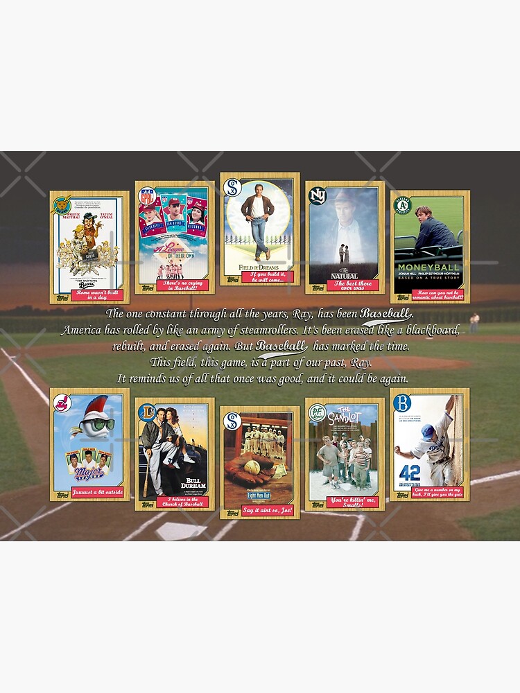 "Greatest Baseball Movies with Field of Dreams Quote" Art Print for