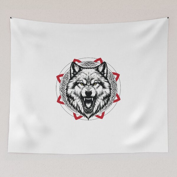 Item preview, Celtic Wolves Shield designed and sold by Loveanddraw.
