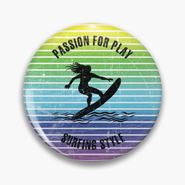Item preview, Black silhouette of a female surfer against the background of rainbow stripes designed and sold by HarridanCreates.