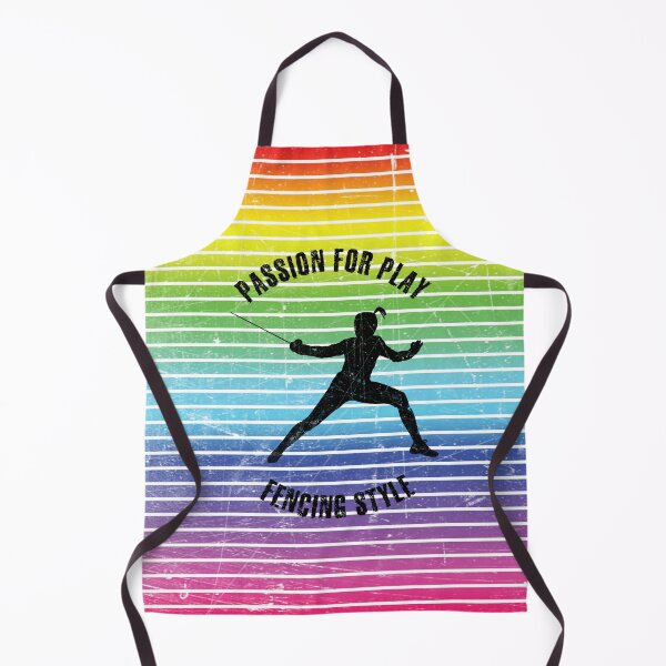 Item preview, Black silhouette of female fencer against the background of rainbow stripes designed and sold by HarridanCreates.