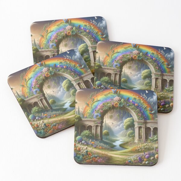 Item preview, Fantasy Rainbow Arches with Botanical Flowers and river designed and sold by Emoji Emblems.