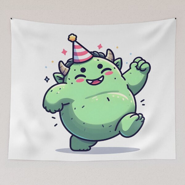 Item preview, Kawaii Chubby Ogre: A Party Hat designed and sold by CanvasCutie.