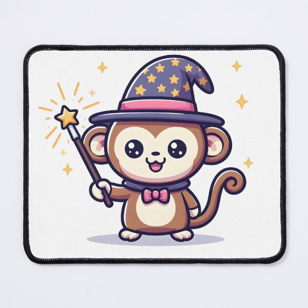 Item preview, Kawaii Monkey With Wizard Hat designed and sold by CanvasCutie.
