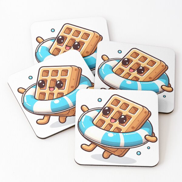 Item preview, Kawaii Waffle With Swim Ring designed and sold by CanvasCutie.