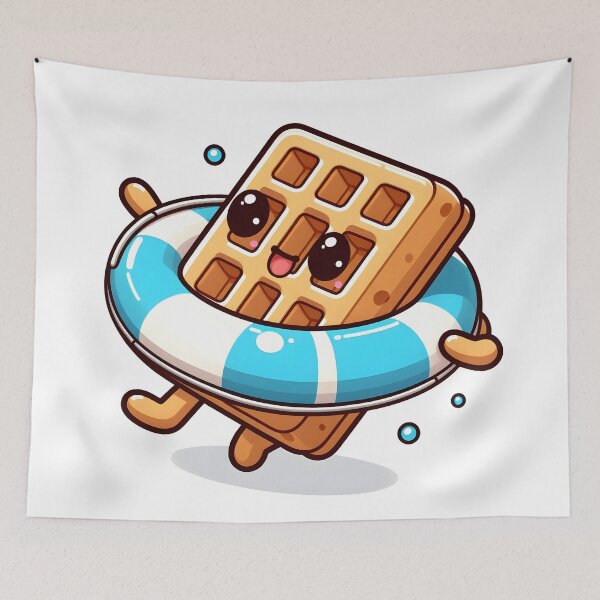 Item preview, Kawaii Waffle With Swim Ring designed and sold by CanvasCutie.