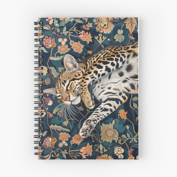 Item preview, Ocelot sleeping on a floral rug designed and sold by kansaikate.
