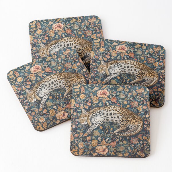 Item preview, Ocelot sleeping on a floral rug designed and sold by kansaikate.
