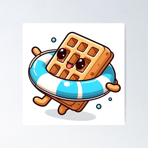 Item preview, Kawaii Waffle With Swim Ring designed and sold by CanvasCutie.
