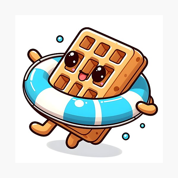 Item preview, Kawaii Waffle With Swim Ring designed and sold by CanvasCutie.