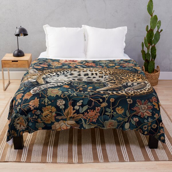 Item preview, Ocelot sleeping on a floral rug designed and sold by kansaikate.