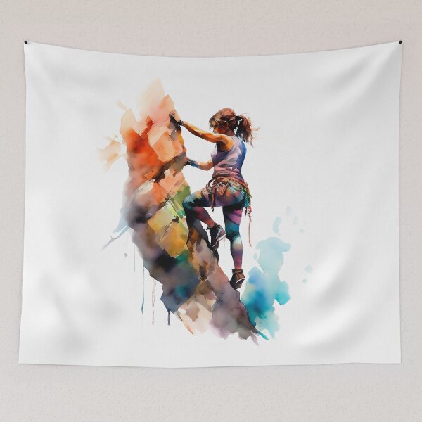 Item preview, Colorful Watercolor Rock Climbing Woman designed and sold by anyasevchenko.