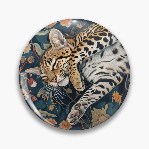 Item preview, Ocelot sleeping on a floral rug designed and sold by kansaikate.