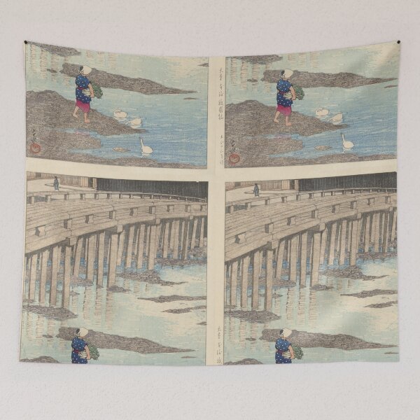 Item preview, Japan Vintage Art - De Gion brug te Hondo in Amakusa - Kawase Hasui designed and sold by EmeraldeaArt.