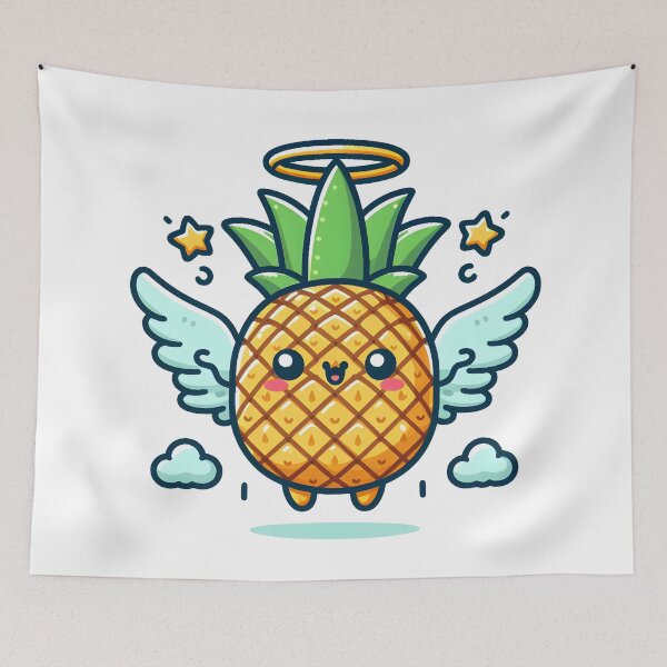Item preview, Kawaii Pineapple With Angel Halo Flying With Wings designed and sold by CanvasCutie.