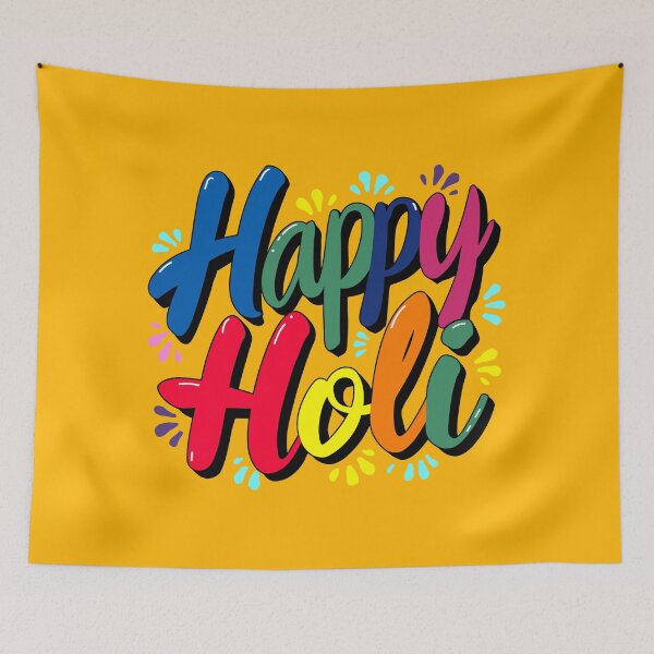 Item preview, Festival of Joy: 'Happy Holi' in Bright, Energetic Calligraphy designed and sold by FebricFusion.