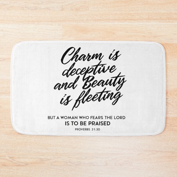 Item preview, Godly Woman Inner Beauty Bible Quotes and Verses Print - Floral Proverbs 31:30 Calligraphy Art Poster designed and sold by ashdenent.