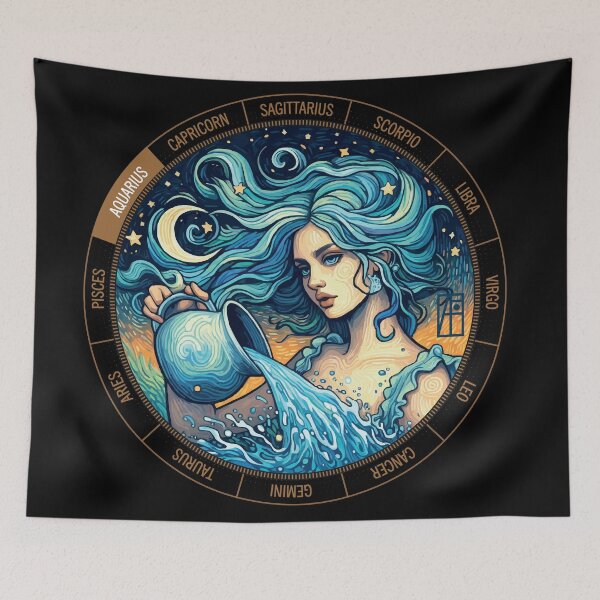 Item preview, ZODIAC Aquarius - Astrological AQUARIUS - AQUARIUS - ZODIAC sign - Van Gogh style - 1 designed and sold by ArtProjectShop.