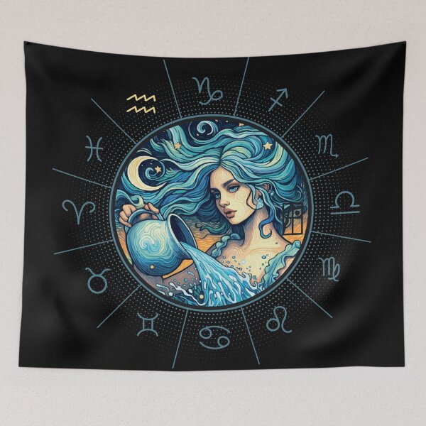 Item preview, ZODIAC Aquarius - Astrological AQUARIUS - AQUARIUS - ZODIAC sign - Van Gogh style - 3 designed and sold by ArtProjectShop.