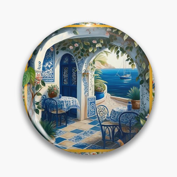 Item preview, Summer, Italian Mediterranean oranges majolica terrace view designed and sold by ZeinabTaha.
