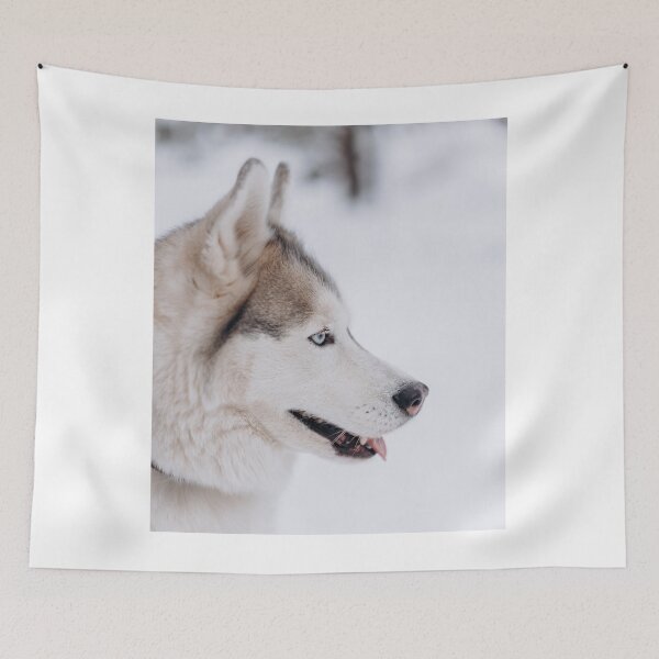 Item preview, Sideview of White Siberian Husky Dog designed and sold by VanGaldo.