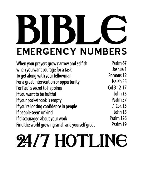 bible emergency hotline numbers photographic print by