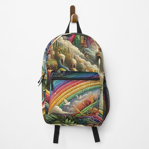 Item preview, Rainbow Fantasy Swirls Architecture with Trees and River designed and sold by Emoji Emblems.