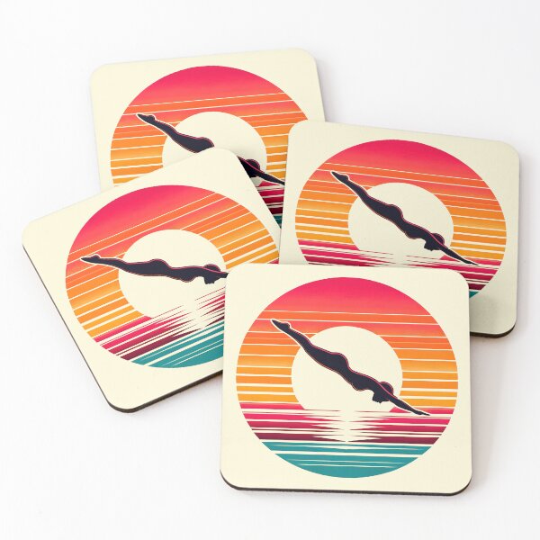 Item preview, Retro Sunset Woman Vintage Swimmer designed and sold by WildPalette-Art.