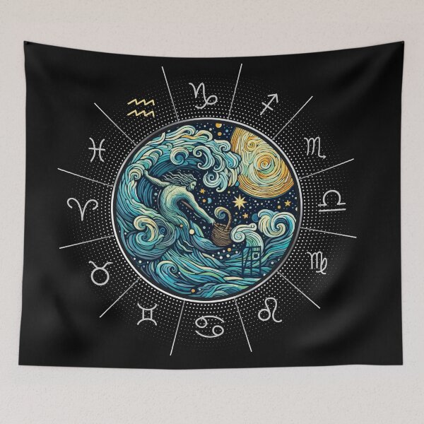 Item preview, ZODIAC Aquarius - Astrological AQUARIUS - AQUARIUS - ZODIAC sign - Van Gogh style - 8 designed and sold by ArtProjectShop.