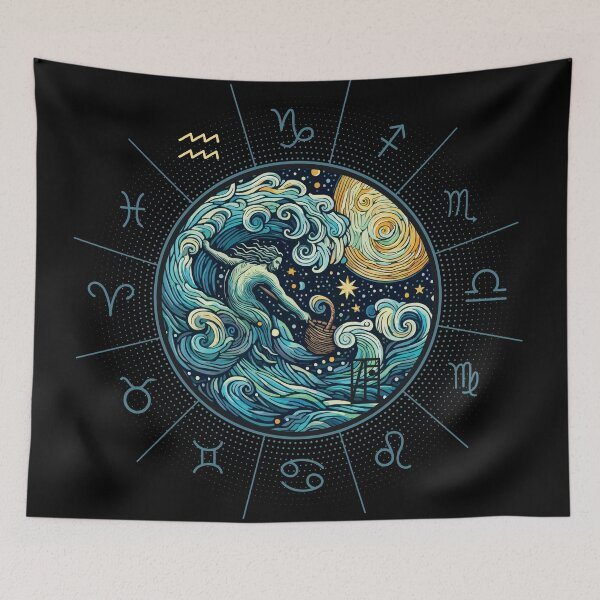 Item preview, ZODIAC Aquarius - Astrological AQUARIUS - AQUARIUS - ZODIAC sign - Van Gogh style - 9 designed and sold by ArtProjectShop.