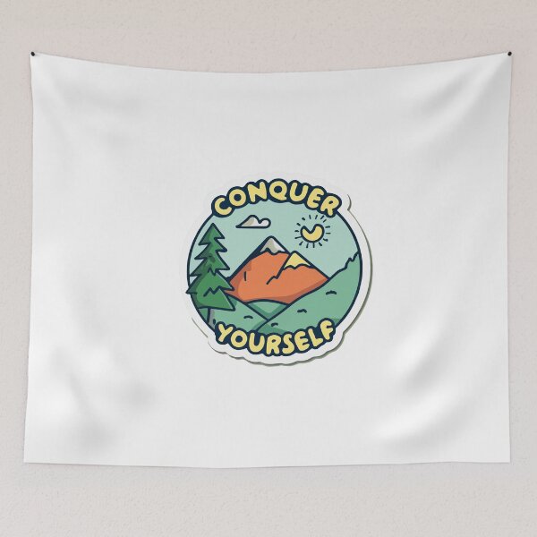 Item preview, Conquer Yourself - Serene Mountain Landscape Illustration designed and sold by NiftyWrx.