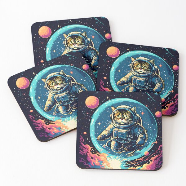 Item preview, Space cat, cat astronaut with colorful background designed and sold by DesireeVDA.