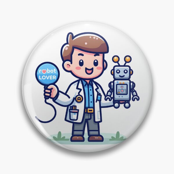 Item preview, Kawaii Robotics Engineer With 'Robot Lover' Badge designed and sold by CanvasCutie.