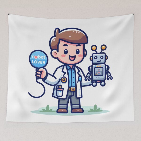 Item preview, Kawaii Robotics Engineer With 'Robot Lover' Badge designed and sold by CanvasCutie.