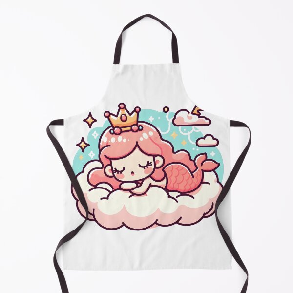 Item preview, Kawaii Bubbly Siren Sleeping On A Floating Cloud With Coral Tiara designed and sold by CanvasCutie.