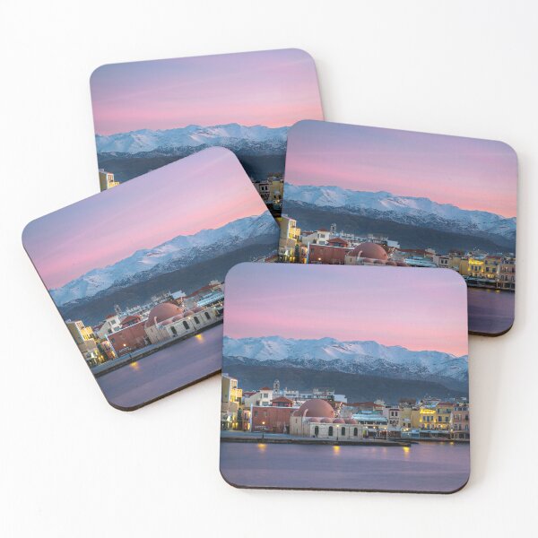 Item preview, CRETE Old Port with Snow in White Mountains Chania Greece designed and sold by allincrete.