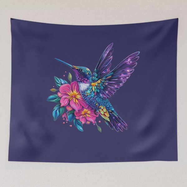 Item preview, Hummingbird and flowers Neon Color designed and sold by HubbyDesignz.